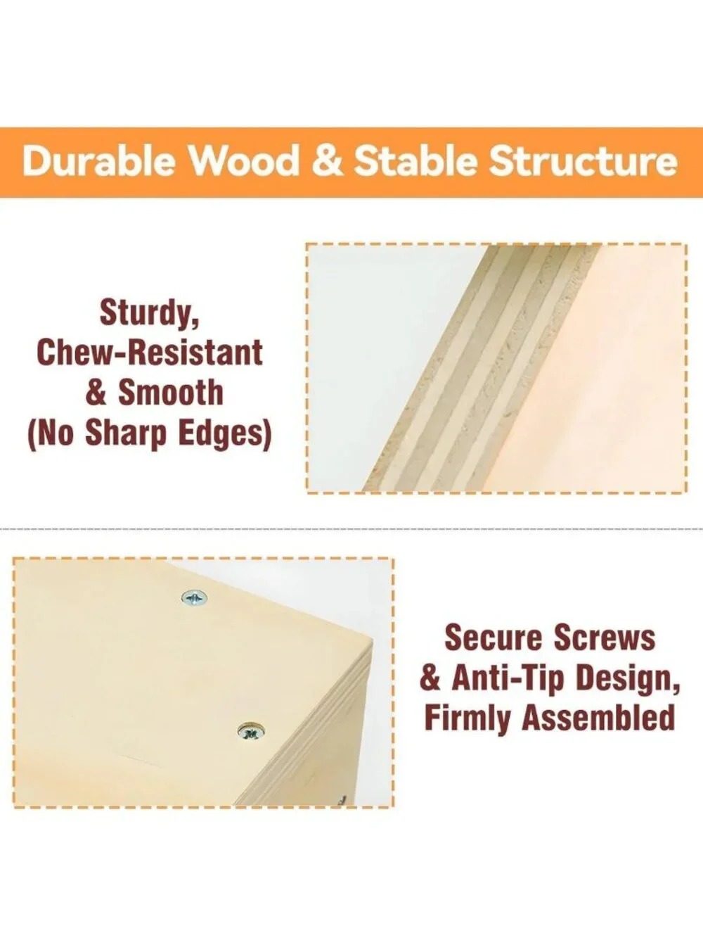 Cozy Wooden Rabbit Nesting Box - Solid Wood Small Animal Hideout, 16x11x11